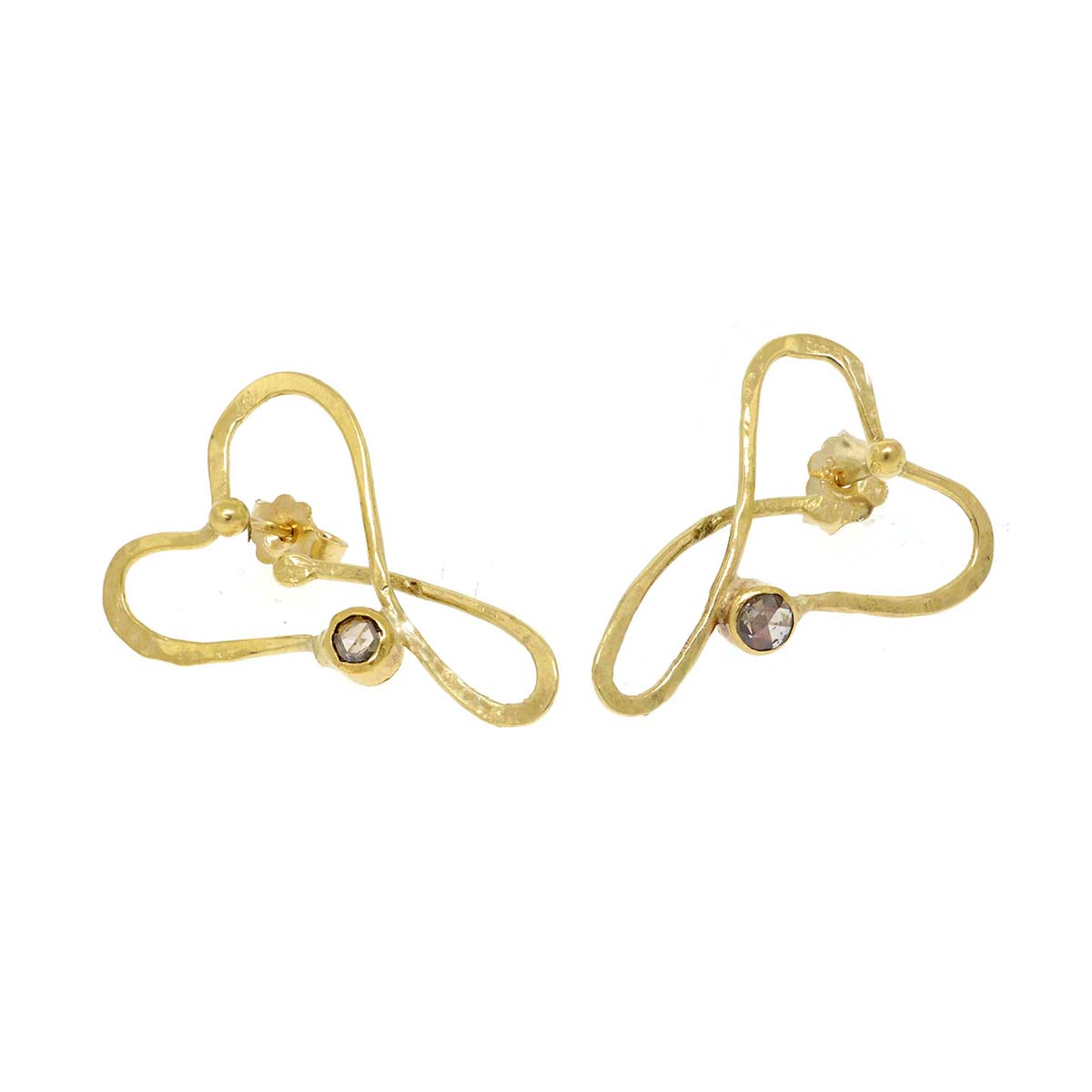 Open Heart Diamond Gold Earrings | K22 Jewellery Design